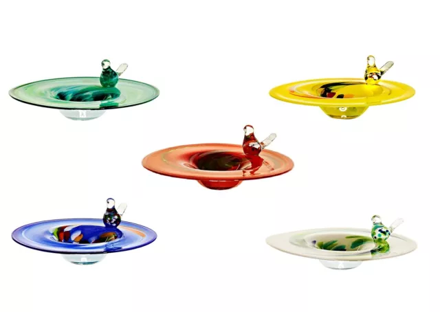 Vogeltränke Vogelbad Gartendekoration Glas Mundgeblasen Bunt 30 cm inkl. Stab