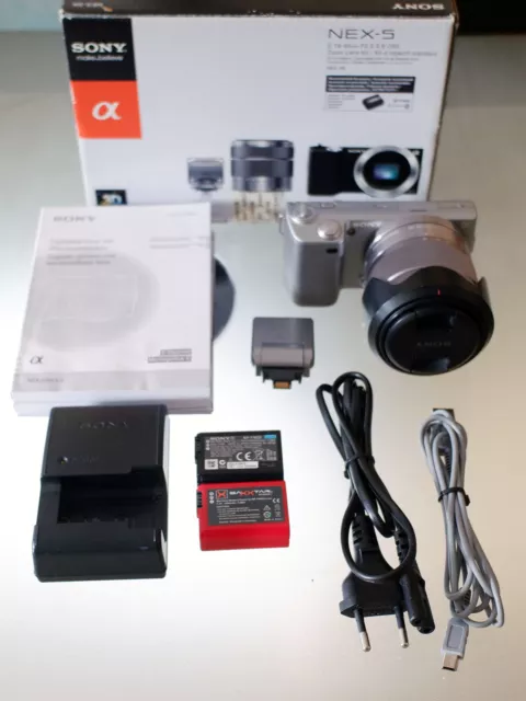 Sony NEX Alpha NEX-5 14.2MP Digitalkamera * SEL1855 OSS Lens * Silber * 7745 sht