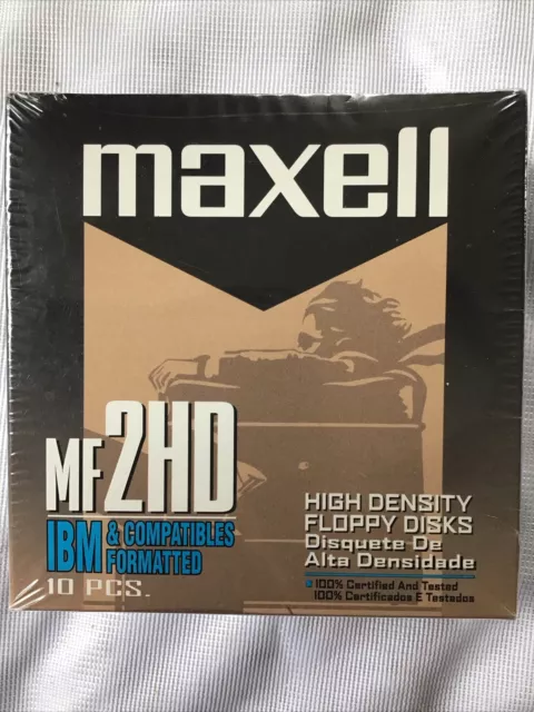 Maxell MF2HD 2HD Floppy Disks Diskettes PC 1.44mb 3.5" 10 pack Double Sided NEW