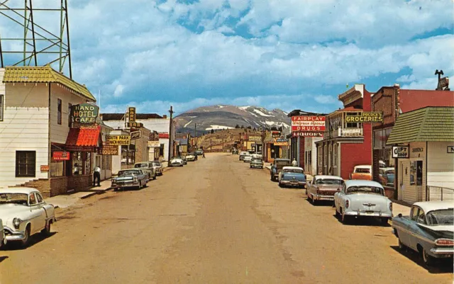 Fairplay Colorado~Front Main Street View Downtown 1960s Cars~Vintage Postcard