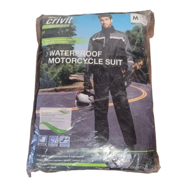 Crivit Outdoor Waterproof Motorcycle Suit Size M black Silver Reflective