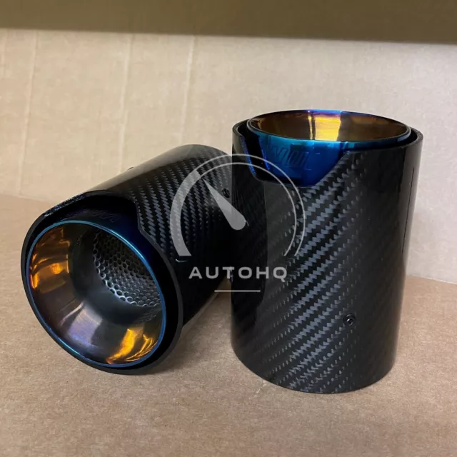 BMW M Performance Carbon Fibre Exhaust Tips Blue M135i M140i M235i M240i 340I