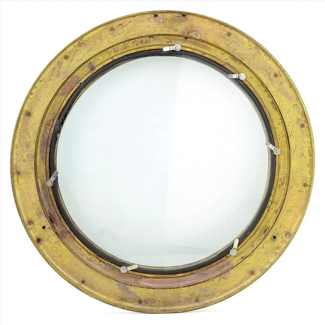 Maritim Messing Schiff Bullauge 17 " Antik Rund Mit Spiegel Heim & Wand