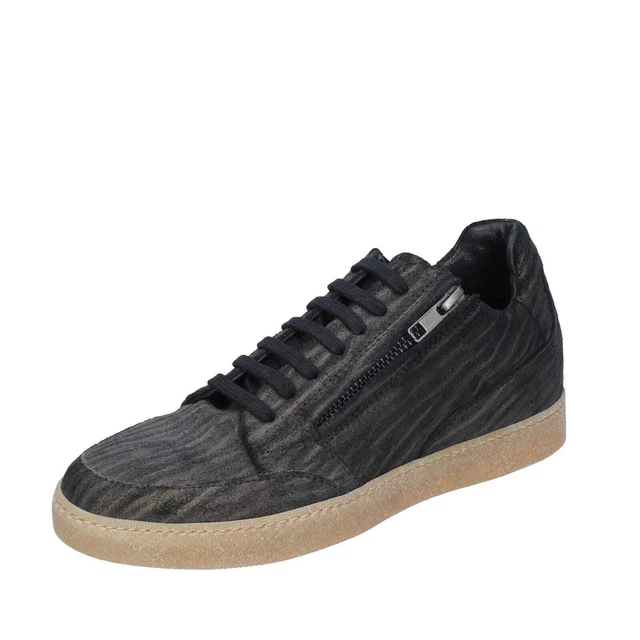 Chaussures pour Femmes Made IN Italy 37 Ue Baskets Or Cuir Noir BD285-37