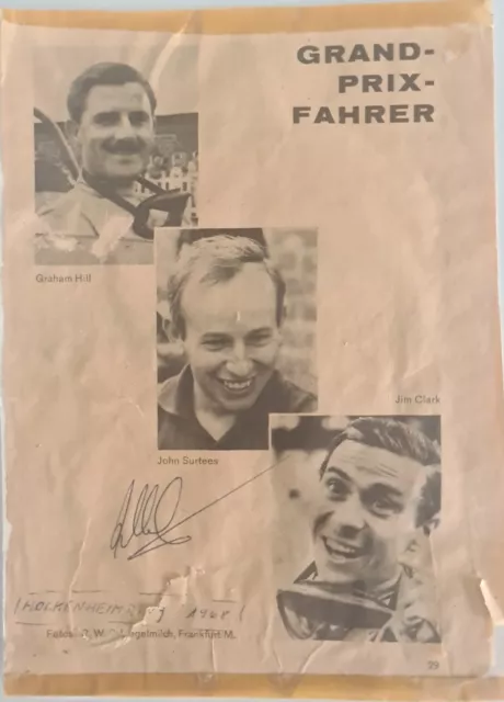 Jim Clark Autogramm Orginal Signiert Signed International Formel 1 Autograph