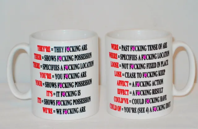 Rude Grammar Expletive Mug Can Personalise Funny Sweary Student Tutor Dad Gift