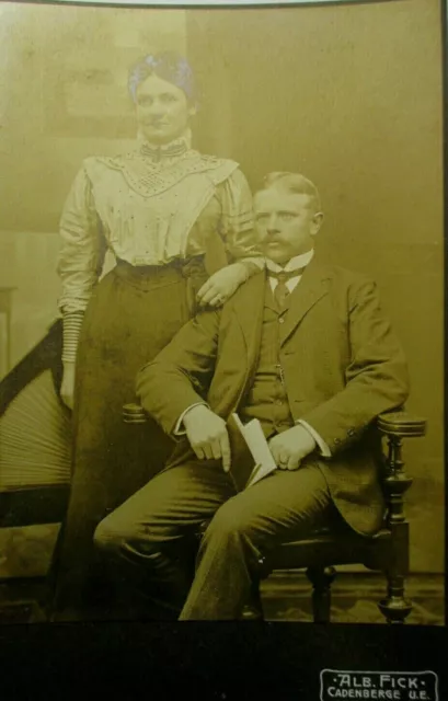 RAR Orig. Foto alter Zeit CDV Kabinettfoto Portrait glückliches Paar modisch Top
