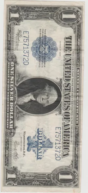 1923 $1 One Dollar Silver Certificate Note Horse Blanket Large Size Banknote. 2