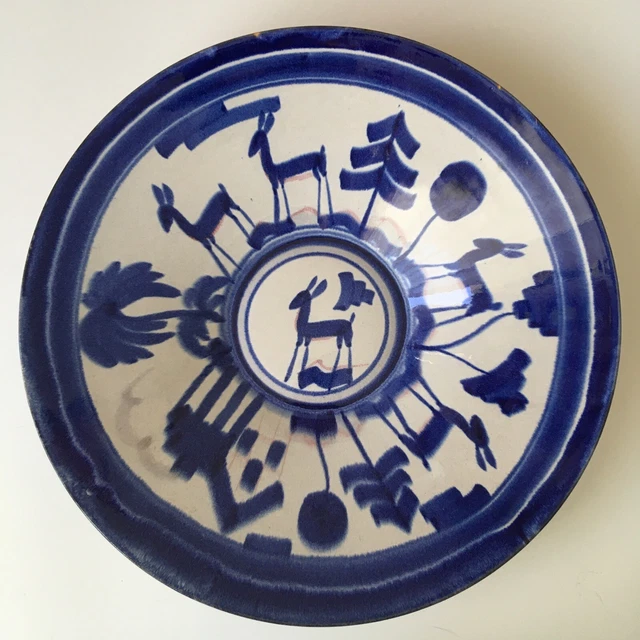VTG/ATQ Bauhaus-Weimar Ceramic Centerpiece Spritzdecor Majolica Bowl 13” Germany