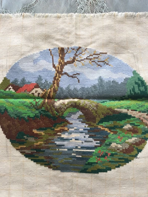 Vintage Hand Embroidered Cotton Tapestry