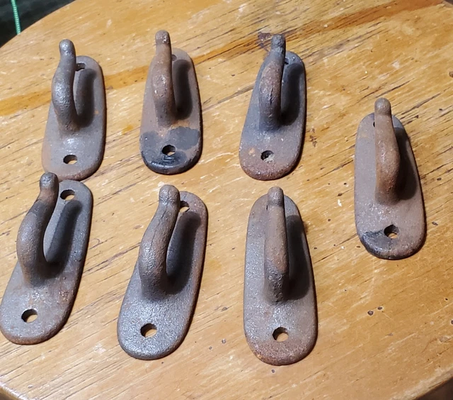 7 Old Antique Iron Hook Wall Nautical ? Special Use? Vintage 4"L Heavy Duty 3