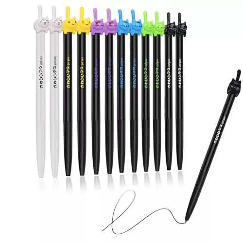 retractable cat gel pensFine Point 0.5mm black inkCute kitty fun ball point p...