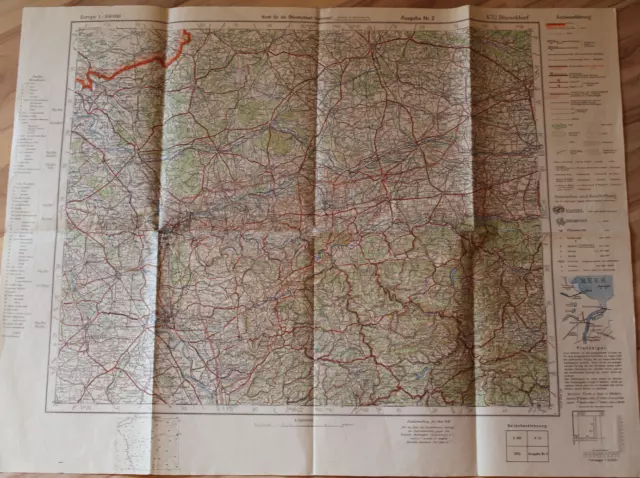 Militärkarte Mitteleuropa DÜSSELDORF, DORTMUND, HAGEN, HAMM MÜNSTER (1944)