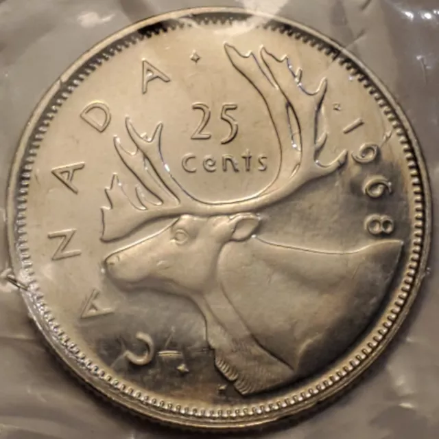 1968 CANADA Sealed in Plastic Twenty-Five Cent Quarter UNC PL 25 Cent Coin