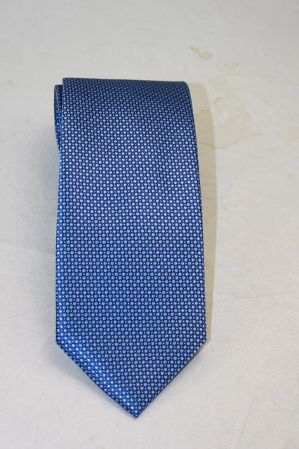 David Donahue Men's Blue Dot Pattern Silk Tie MSRP $135