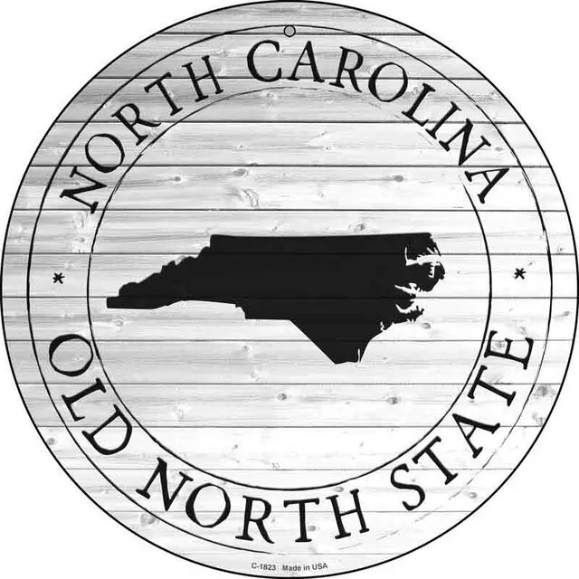 North Carolina Old North State Circular Metal Sign 12" Home Garage Wall Decor