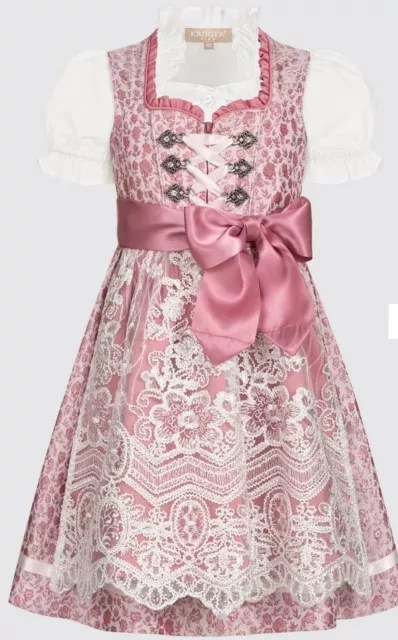 414165 abito tradizionale Krüger bambini Dirndl 3 pezzi incl. camicetta NUOVO taglia 164 rosa