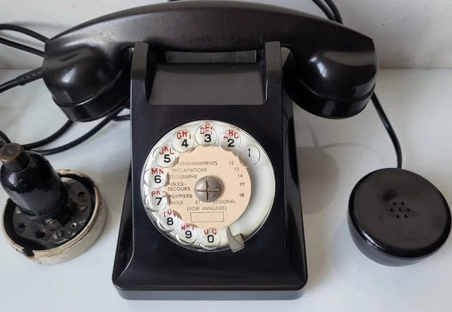 Téléphone Ericsson ancien Vintage Noir Bakélite PTT