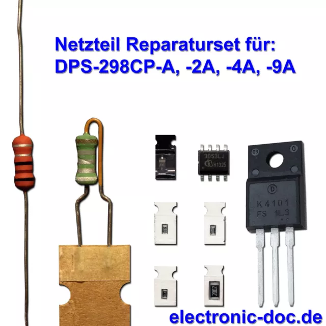 9-teiliges Netzteil-Reparaturset 2SK4101 + ICE3BS03LJ + SMD f. DPS-298CP PHILIPS