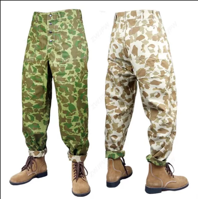 WWII US ARMY SOLIDER USMC PACIFIC CAMO COTTON REVERSIBLE Trousers Casual Pants