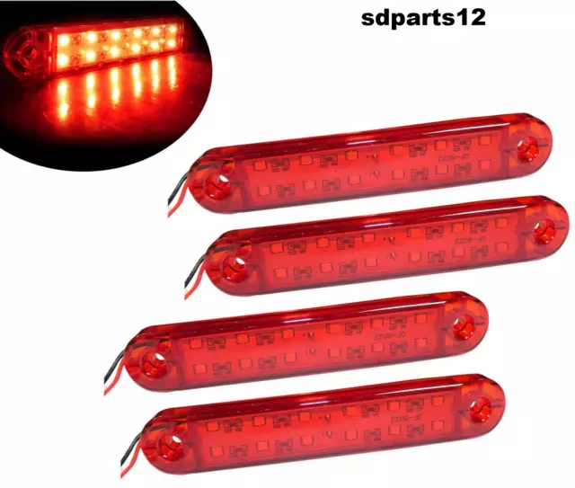 4 Luci Ingombro Rosso Fanali 12 Led Segnalatori 12 Volt Auto Barca Atv Tuning