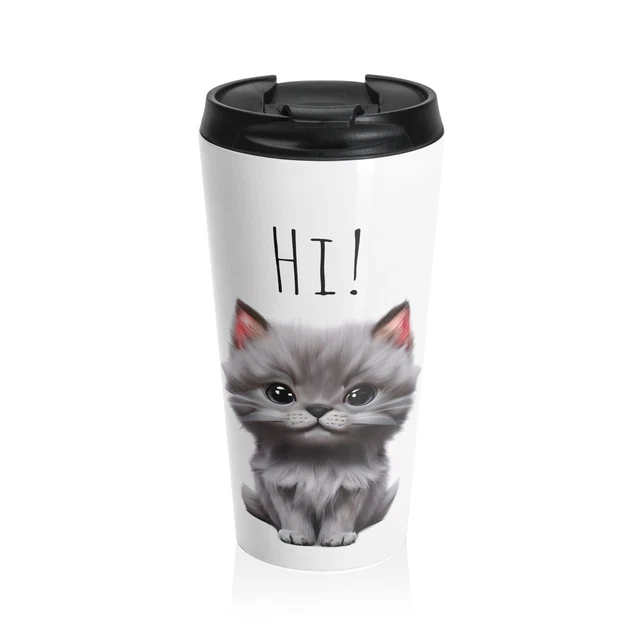 Gray Kitten Stainless Steel Travel Mug