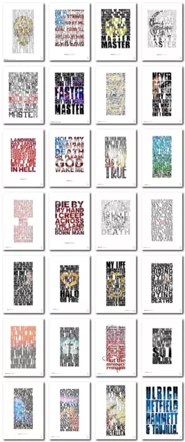 METALLICA ❤ A choice of 25 song lyric poster art Limited Edition Prints ❤