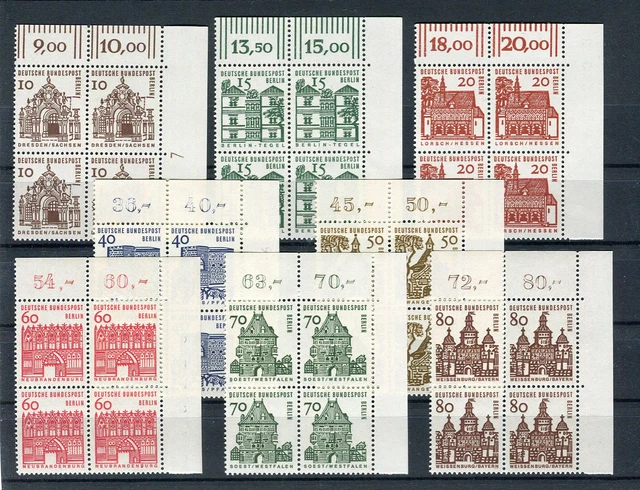 Berlin 242 - 249 Kleine Bauwerke Eckrand Viererblock Satz postfrisch (G2476)