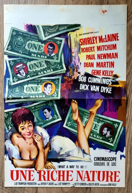 belgian poster WHAT A WAY TO GO, SHIRLEY MacLAINE, ROBERT MITCHUM, PAUL NEWMAN