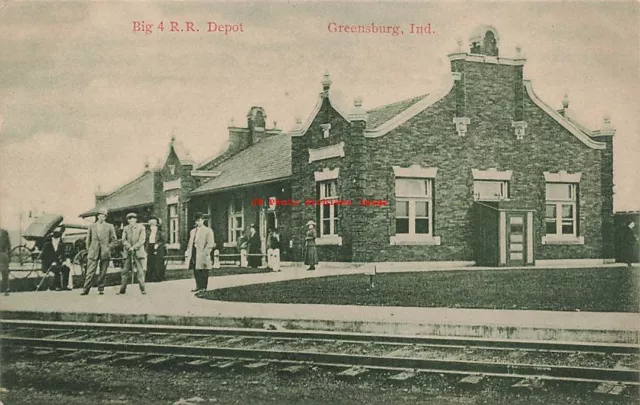 IN, Greensburg, Indiana, Big Four Railroad Train Station Depot, Kraemer Art Co