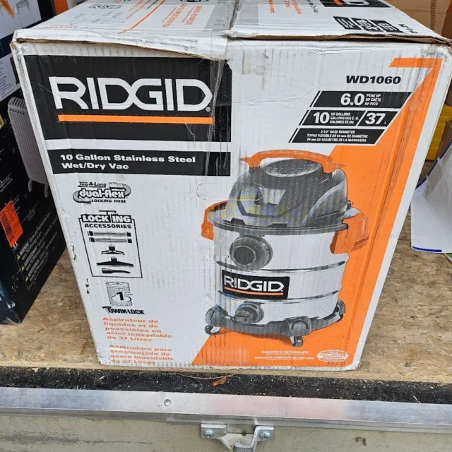 Ridgid 10 Gallon 6.0 Peak HP Stainless Steel Wet/Dry Shop Vacuum with Filter