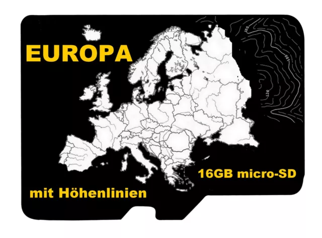 Tarjeta EUROPA Topo LÍNEAS DE ALTURA 16 GB microSD Garmin GPSMap Oregon edge Dakota + PC