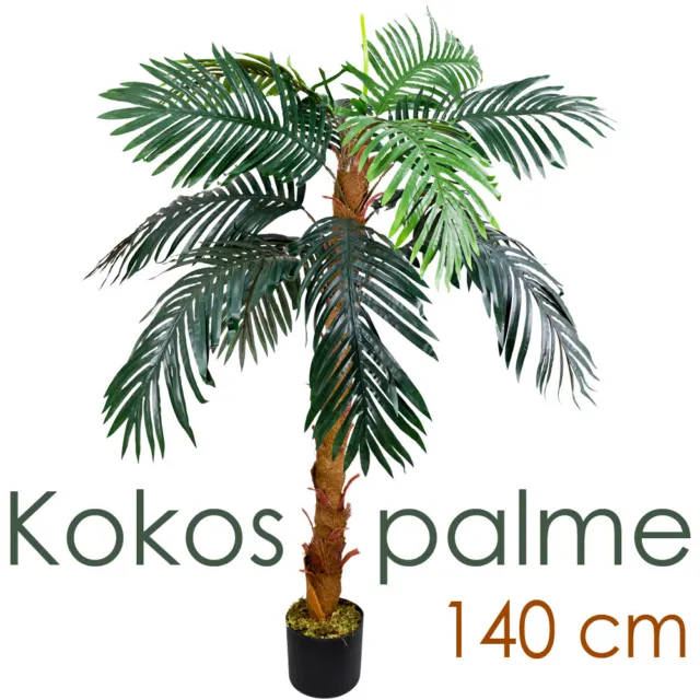 Palmizio Palma Cocco Pianta Albero Artificiale Plastica 140cm Decovego