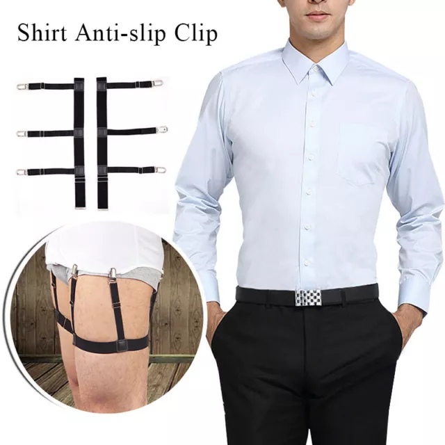 2Pcs Shirt Stays Holder Men Garters Belt Non-Slip Elastic Strap Clips ต 〇