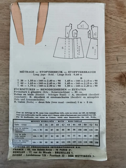 Patron De Couture Vintage HERBILLON - Années 1960/70 - Robe Simple - Tailles 38 à 46 - Neuf