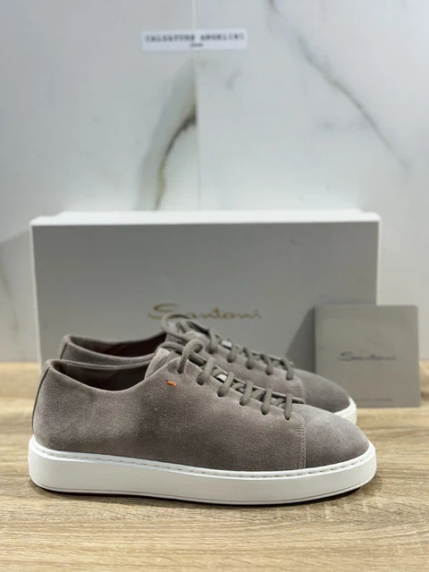 Baskets Santoni Icon Homme - Cuir Blanc Fait Main Italie - Taille 40 EU (7 US) - Neuf Avec Boîte