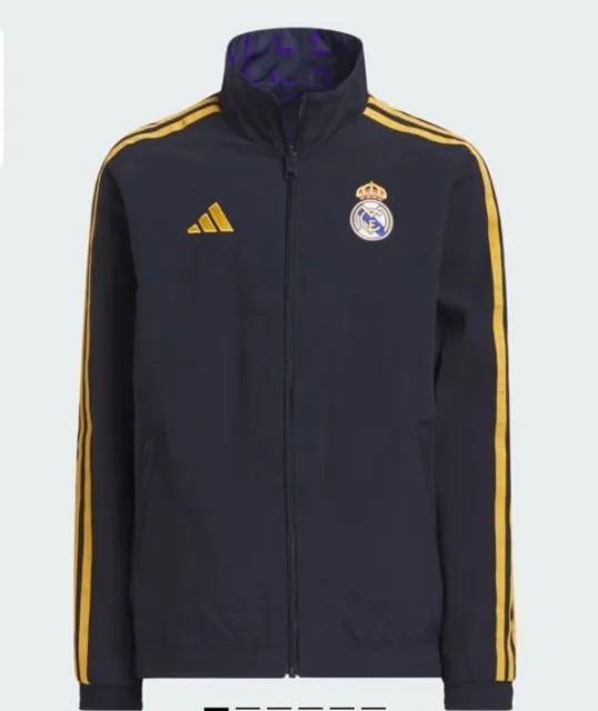 KIDS ADIDAS REAL MADRID ANTHEM REVERSIBLE JACKET (KIDS Sz M 11-12Y)New With Tags