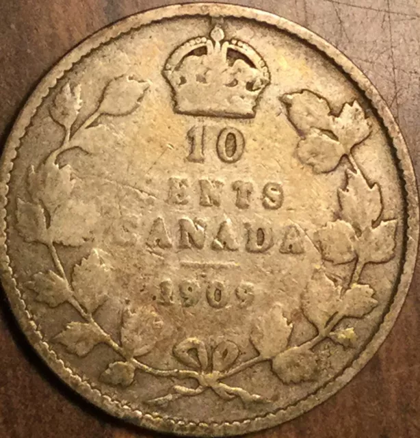 1909 Canada Silver 10 Cents Coin