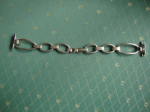 Bracelet Chaîne Pour Montre à Gousset - Style Vintage Début 1900 - Argenté - Marqué KJAG