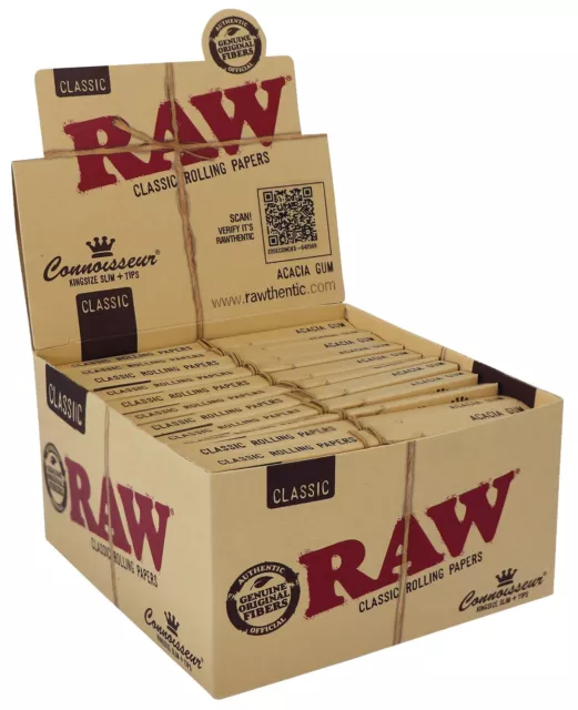 RAW Classic 24 x 32 king size Slim + filter tips 1 Boîte Long papers Connaisseur