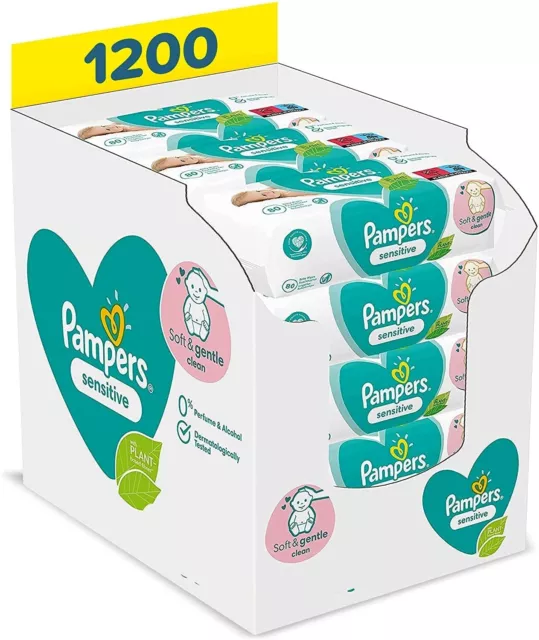 PAMPERS Feuchttücher Sensitive Baby Reinigungs Tücher 15er PACK (1200 Stück)