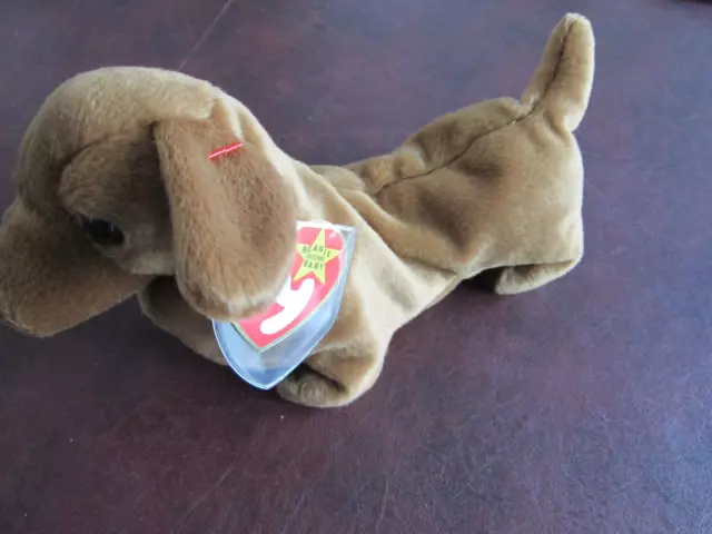 1995 WEENIE Brown DACHSHUND Dog -Ty® Beanie Babies 4th Gen Hang Tag -nm w/tags