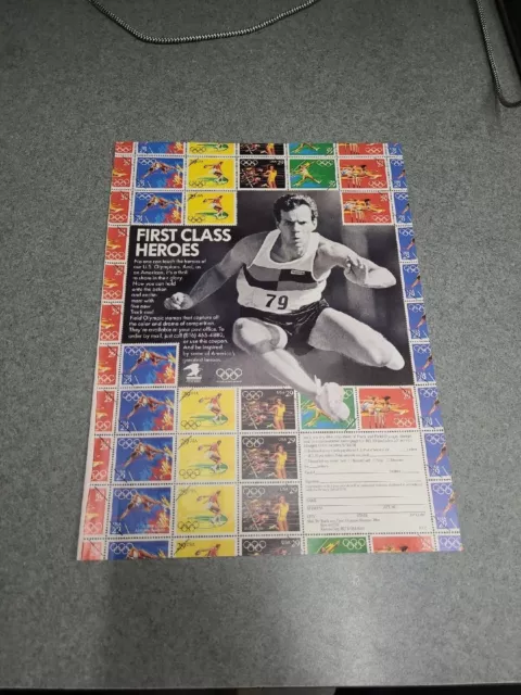 1991 USPS US Post Office Stamp Print Ad 1992 Olympics Track & Field 29 Cents