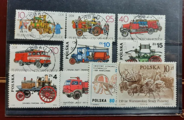 Lot Timbres POLOGNE Thème POMPIERS , Set Stamps Poland