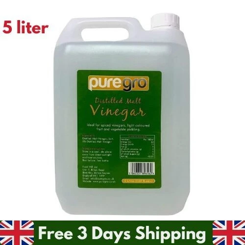 PUREGRO DISTILLED MALT Vinegar 5 liter Weed Killer Cooking Pickling