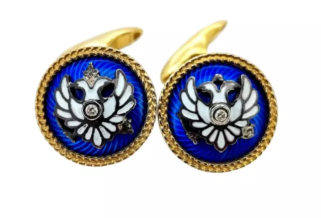 FABERGE Antique Imperial RUSSIAN Enamel Cufflinks with Diamonds,88 silver FABERGE Antique Imperial RUSSIAN Enamel Cufflinks with Diamonds,88 silver
