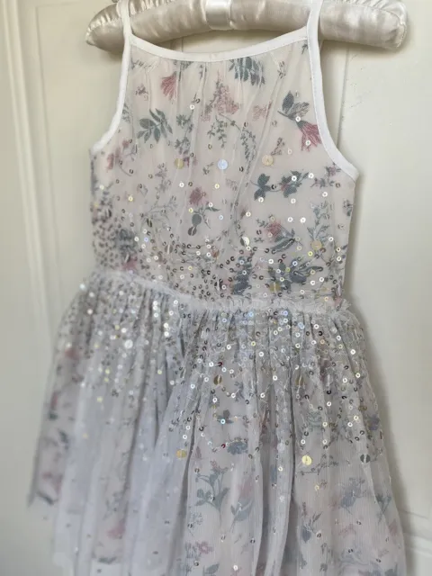 Next Signature Girls Ivory Sequin Party Floral Dress Christmas Dress Age 3 Years