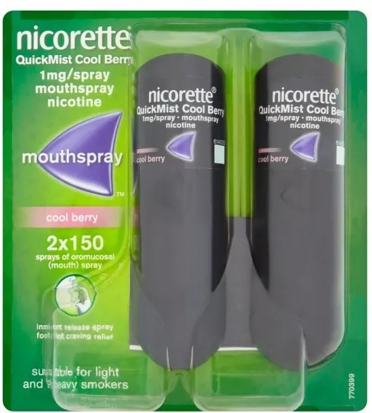 Nicorette Quickmist Spray COOL BERRY hoy NEW STOCK limited untill mid JANUARY