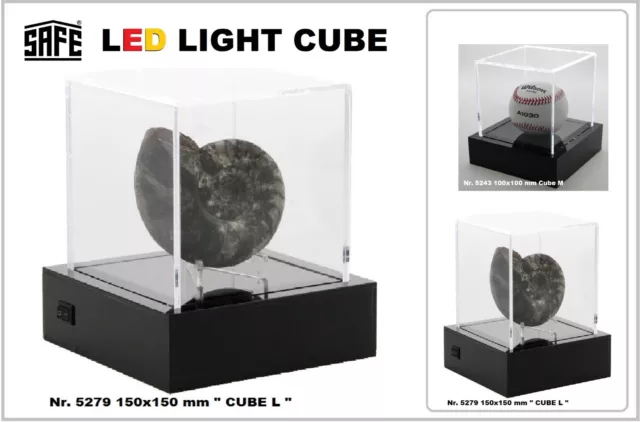 Cubes Light Militaria Orden Acryl Vitrinen Würfel L + LED 150x150mm SAFE 5279