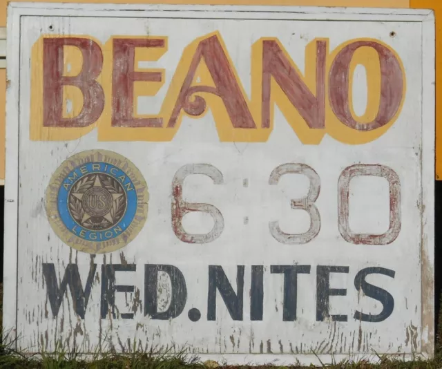 LARGE SIZE VINTAGE MID 20th CENTURY WOODEN BEANO SIGN